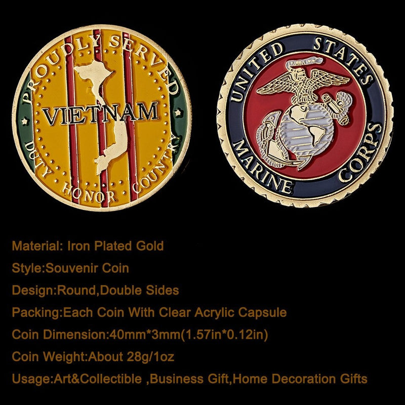 America Screaming Eagles Marine Corps Commemorative Gold Coin - Honoring the Vietnam War Heroes