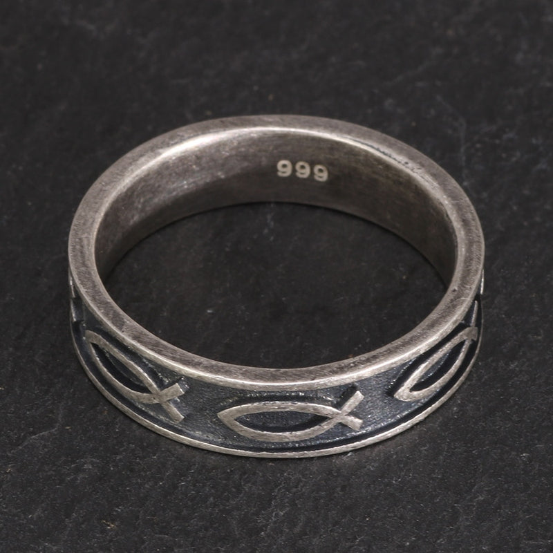 Sterling Silver 7 Fishes Antique Ring