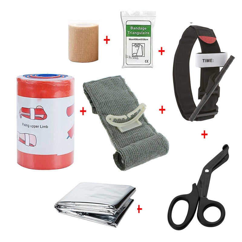 Tactical Medical Pouch EMT Emergency Kit: Bandage, Tourniquet, Scissors, IFAK, First Aid Survival Bag