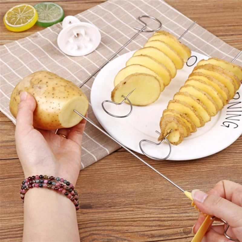 3 String Rotate Potato Slicer - Create Twisted Potato Slices with this DIY Manual Spiral Cutter