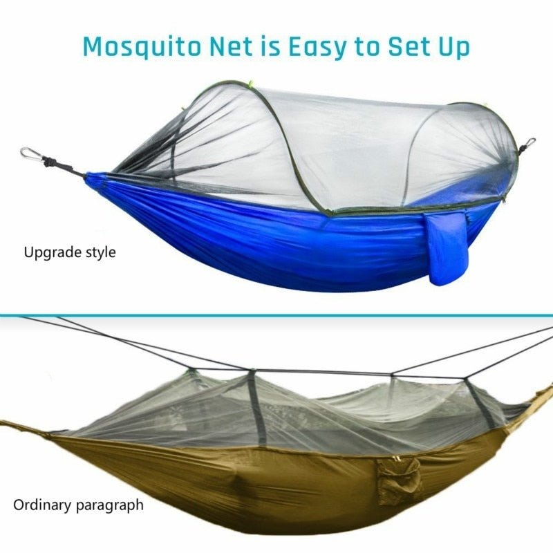 Ultra-Light Camping Hammock with Mosquito Net Pop-Up