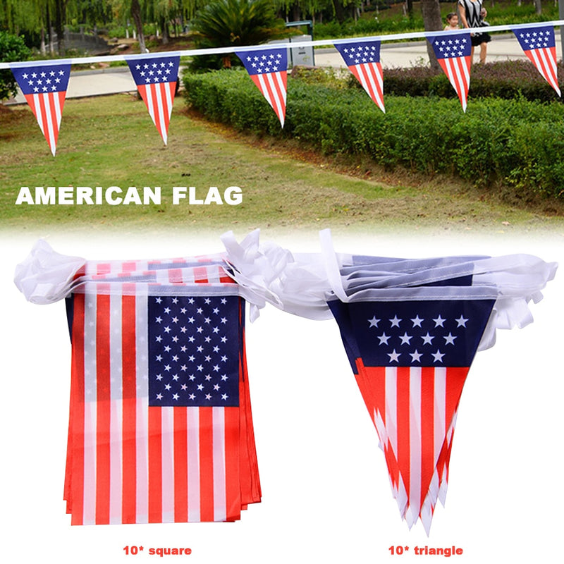 United States of America Square And Triangle Flags - 20Pcs