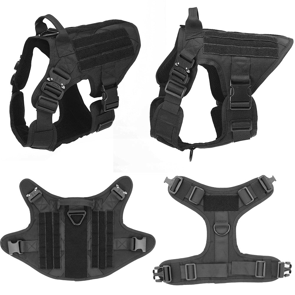Tactical Dog Harness and Leash Set - Heavy Duty Pet Vest for Training and Field Use with Customizable Patches