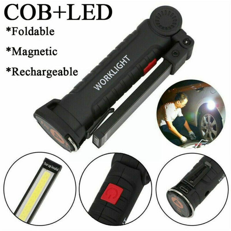 5 Modes LED Rechargeable Magnetic Work Light - USB Flexible Torch for Camping & Outdoor Activities