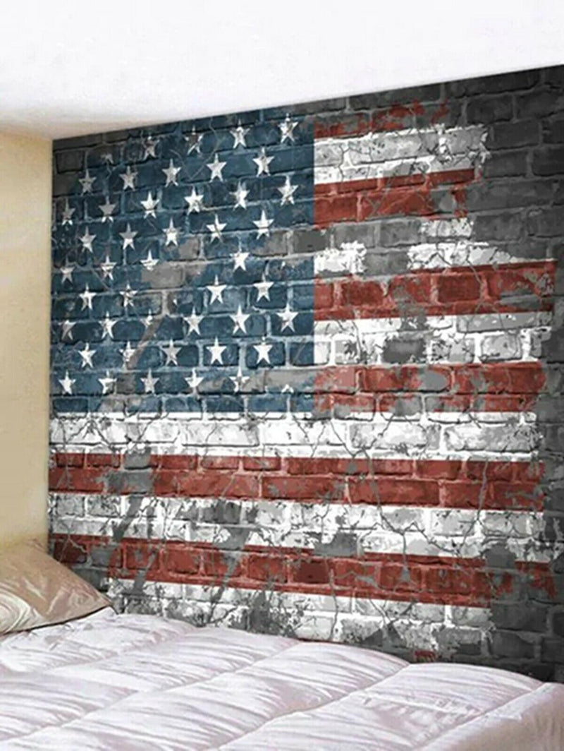 Brick Wall United States Flag Printed Wall Tapestry