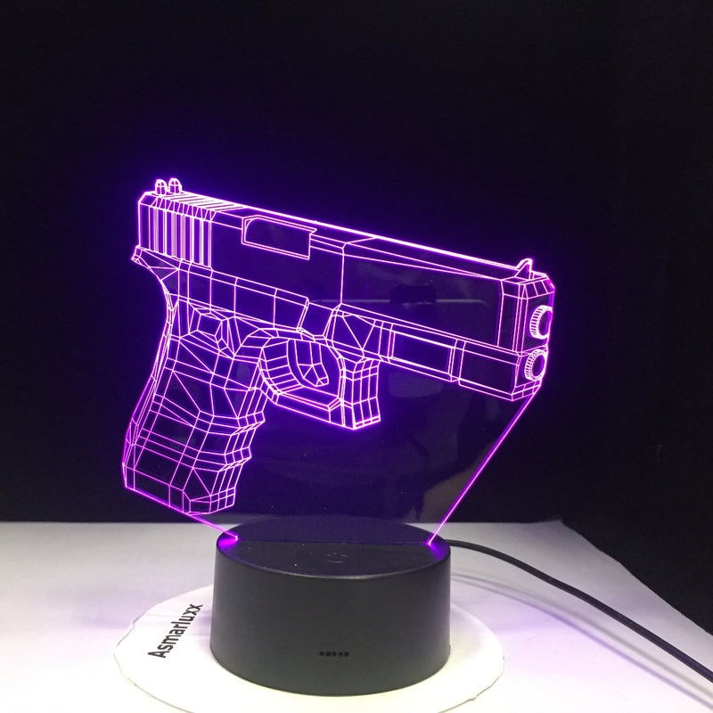Gun LED 3D Illusion USB Touch Sensor Table Lamp