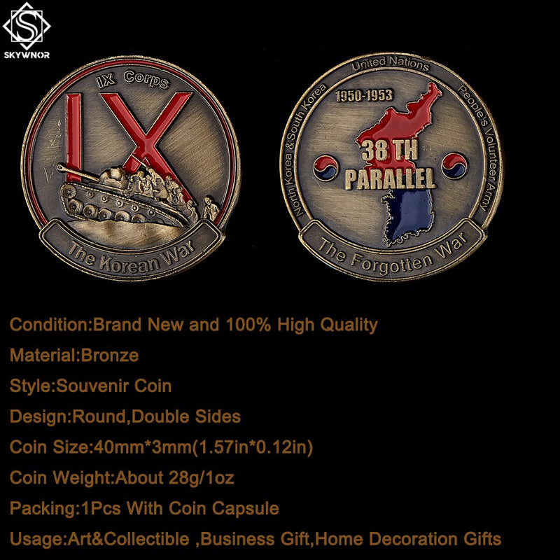 1950-1953 US Army IX Corps Commemorative Coin - Remembering the Forgotten War on the 38TH Parallel in Korea - Copper Coin for Collectors