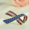 Diamante Rhinestone USA American Flag Ribbon Brooche Pins