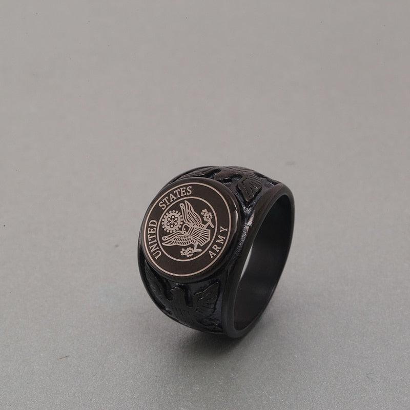 Black USA Military Ring United States Rings - Stainless Steel, Durable & Stylish Design