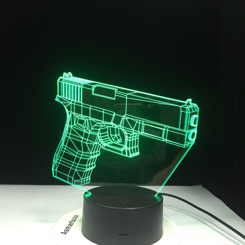 Gun LED 3D Illusion USB Touch Sensor Table Lamp