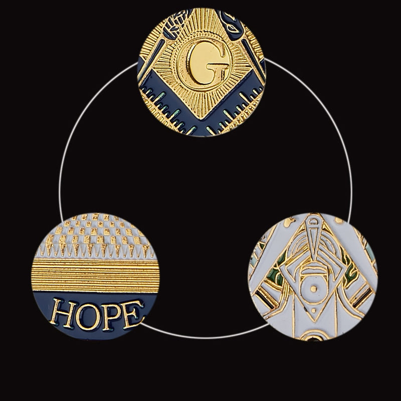 Masonic Freemasonry Challenge Coin - Hope, Faith & Charity Symbol - High-Quality Design and Finish