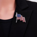 USA Flag Lapel Pin - Cute Rhinestone Enamel Crystal Flagpole Fashion American Flag Badge