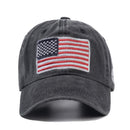 Washed Cotton American Flag Hat - High-Quality Vintage Embroidery Baseball Cap - Outdoor Sport, Adjustable Strap, Casual Style