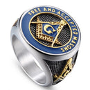 Freemason Masonic Silver Stainless Steel Ring - High-Quality Freemasonry Retro Ring