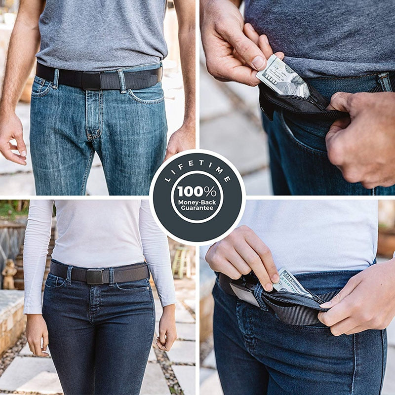 Travel Cash Anti Theft Portable Belt - Hidden Money Strap Wallet Waist Secret Hiding Belt (119cm)