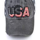 USA Women's Fashion Baseball Cap - Washed Denim with Ponytail Hole