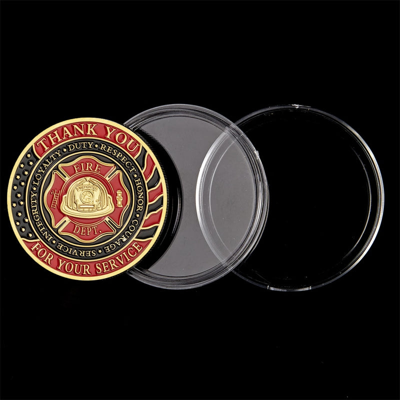 USA Firefighters Thank You For Your Service Commemorative Coin - Duty, Honor, Fire Rescue, and God Bless Firefighters
