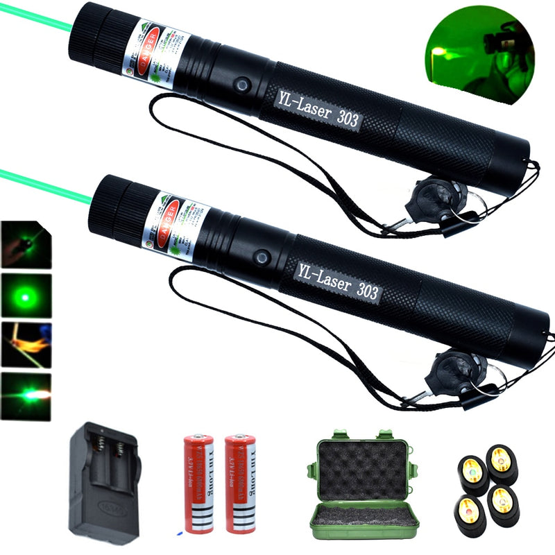 Powerful Red Green Laser Pointer Torch - Adjustable Burning Pen - Fast Charging with USB Cable