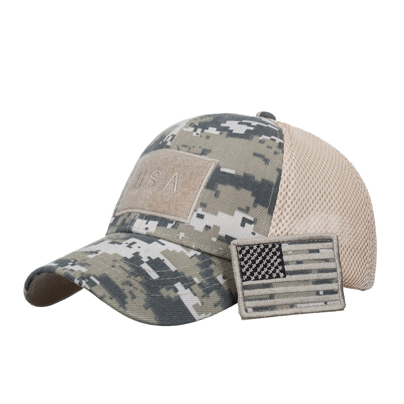 Camouflage USA Flag Embroidery Snapback Trucker Hat - Multiple Colors