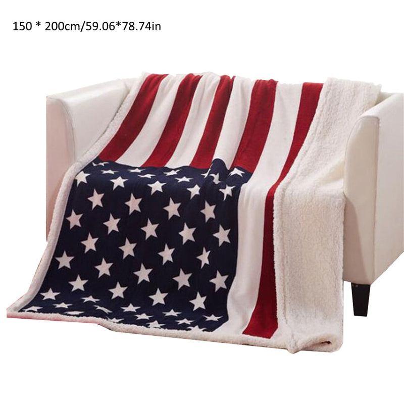 Plush Printed US Flag Blanket