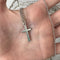 Simple Classic Christian Fashion Silver Cross Pendant Necklace - Double Sided Antique Look Jewelry