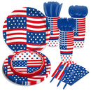 Disposable USA July 4th Day Birthday Party Tableware Set