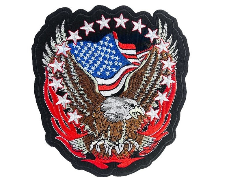 Show Your Patriotism with American Flag Eagle Embroidery Patches | Iron-On for DIY T-shirts, Jackets, & More