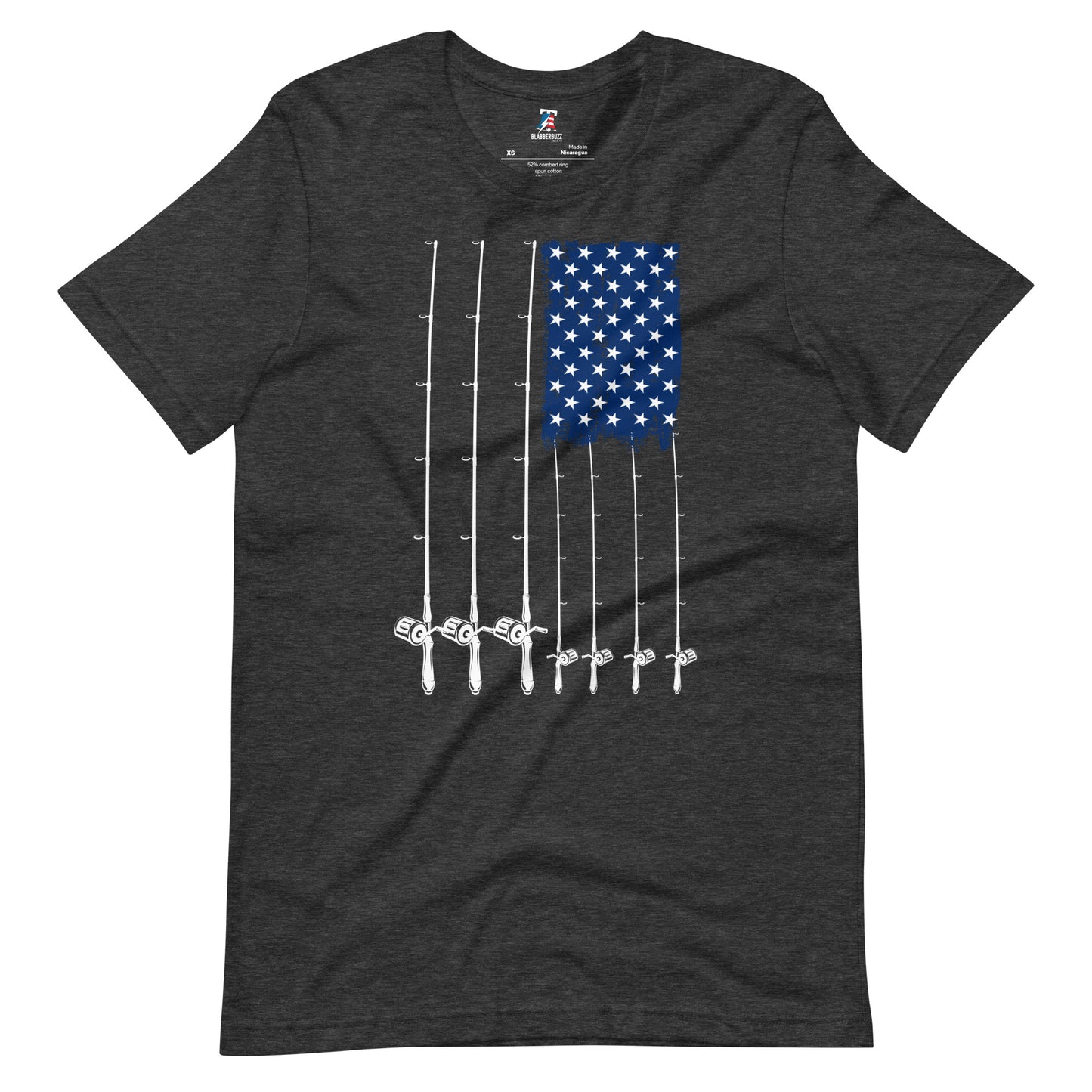 Fishing Pole, American Flag, BlabberBuzz Collection Unisex T-shirt